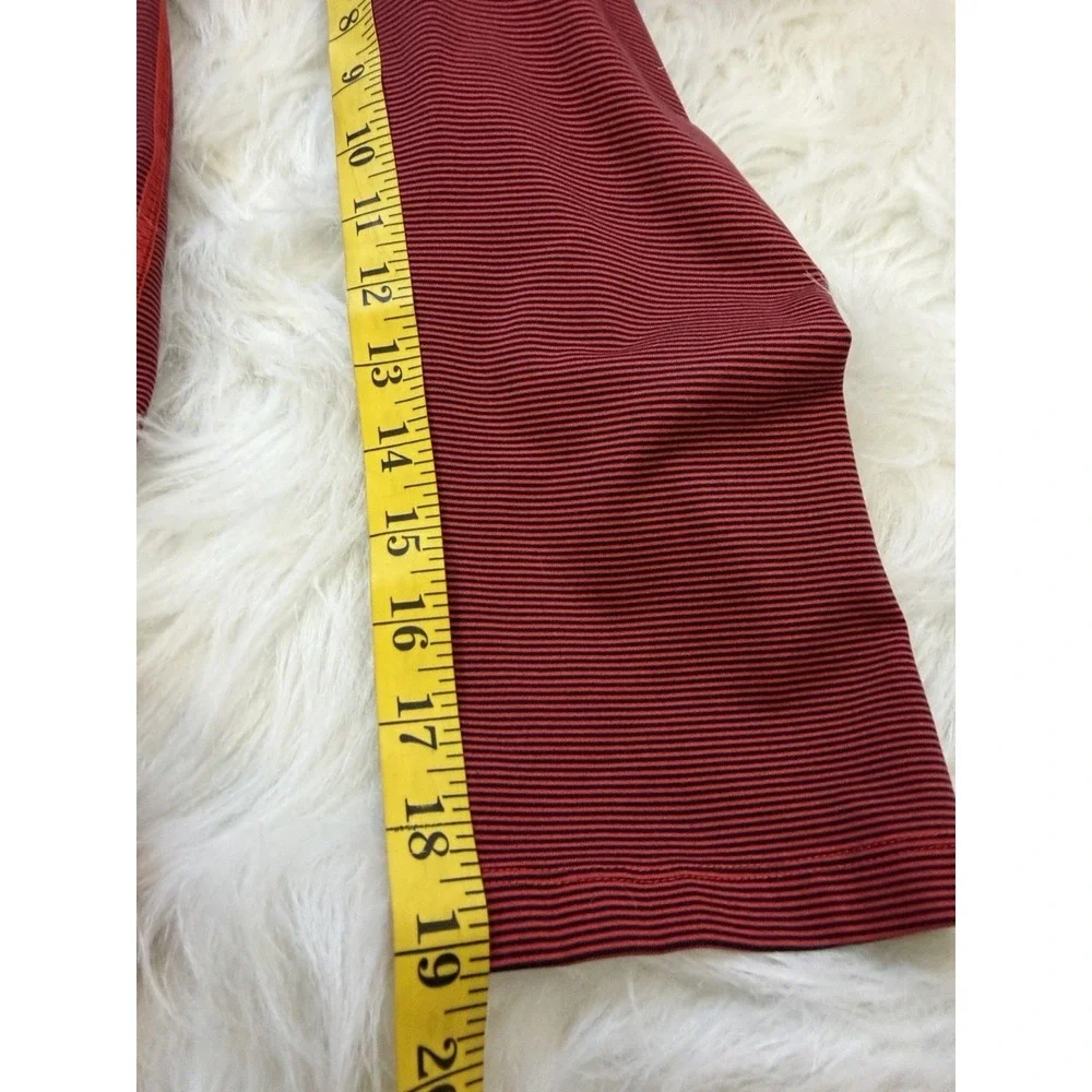 Nike Dri-FIT Foldover Capri Leggings Women's Small Red Black Striped Athletic